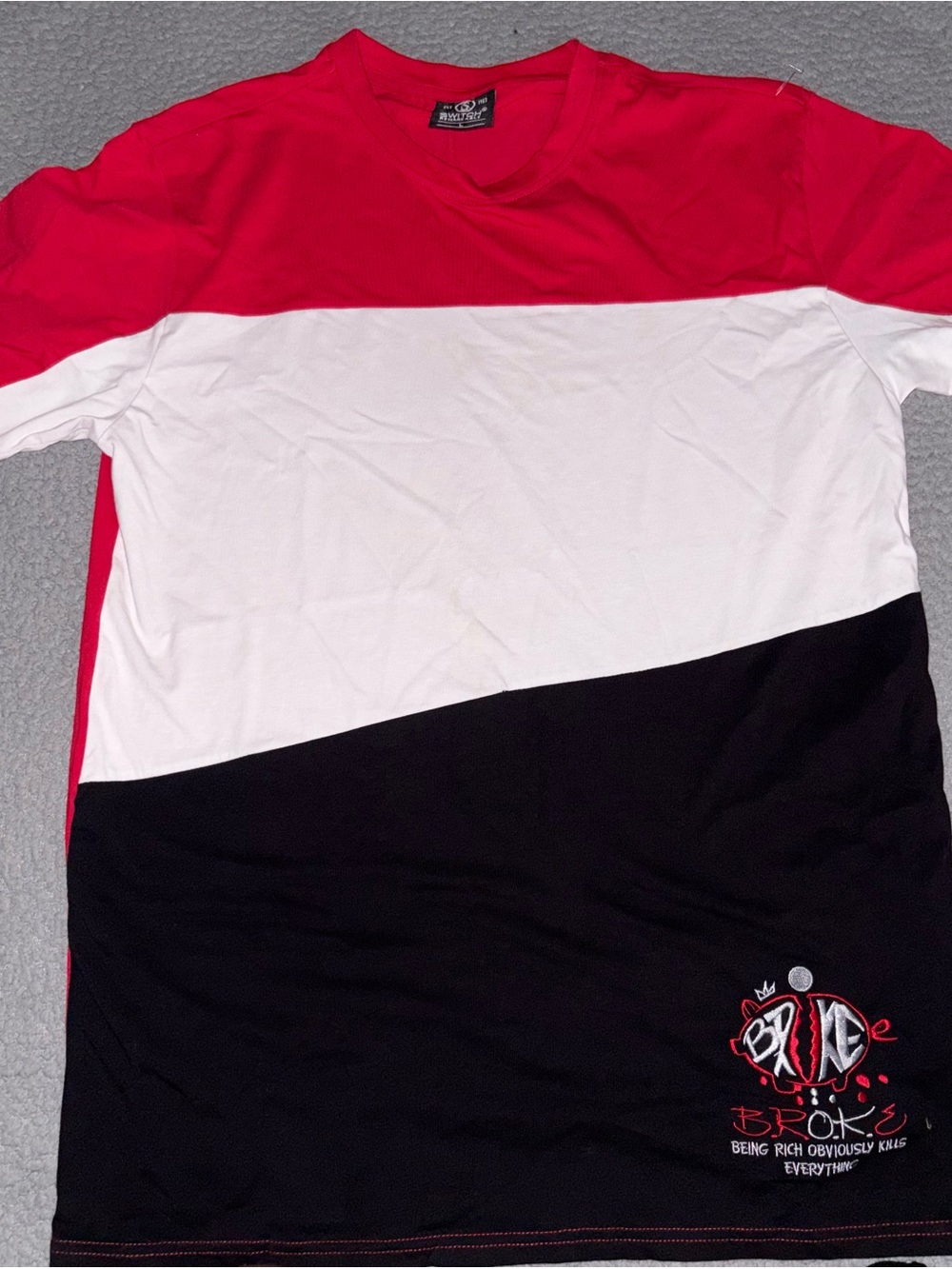 Red White Black Colorblock Tee